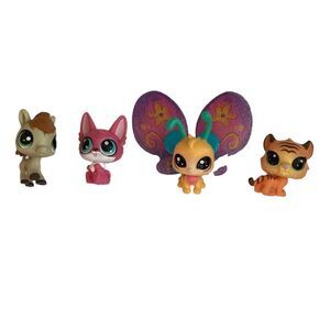 Littlest Pet shop figures pink fox horse tiger and butterfly set of 4